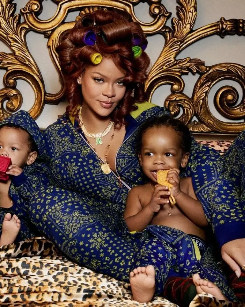 Rihanna, a loving mother, spending quality time with her children.